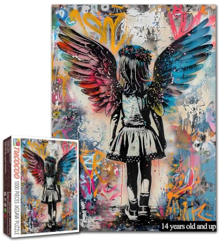 Tucocoo Puzzles de 1000 pièces pour adultes, motif ailes d'ange Banksy pour filles, pour activités familiales stimulantes, street pop art