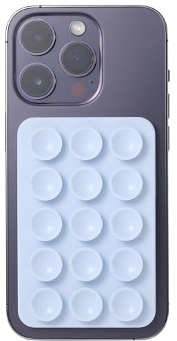 BIAJIYA Custodia in silicone con ventosa per telefono, con ventosa per iPhone e cellulari, accessorio per selfie e video (azzurro)