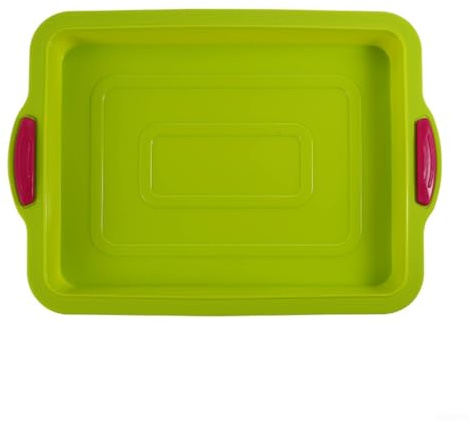 Oceanlend 1 moule à gâteau carré anti-adhésif en silicone de 27,9 cm pour brownie, pain, mousse, 34 x 24 x 2,5 cm (vert)