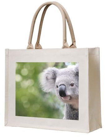 YWSOTRE Koala auf Ast, Tragetasche Canvas-Tasche Einkaufshandtasche Einkaufstüten, Mehrzweck-Schultertaschen