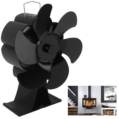 Beufee Holzofenventilator, 6 Flügel, wärmebetriebener Ventilator, nicht elektrischer Kaminventilator, leiser Holzofenventilator, Kaminventilatoren für Holzkamine