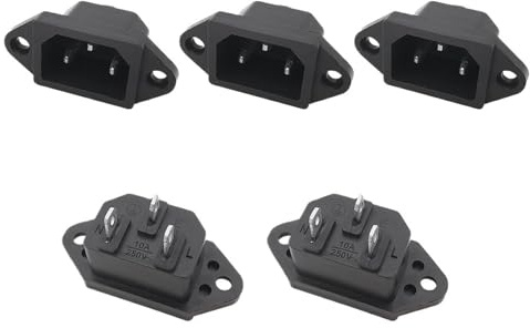 ZLGYGLEO 5 Pezzi 3 Pin IEC 320 C14 Maschio Pannello Prese di Alimentazione connettori elettrici AC 250V 10A