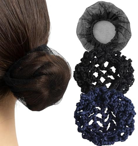 QIBZI Ciambelle per chignon Borsa per retina per capelli da 3 pezzi, retina per capelli, retina per capelli, retina per capelli per ragazza