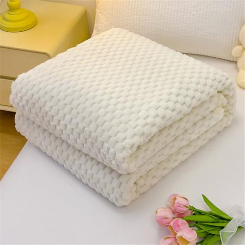 DOTBUY-SHOP Mode Einfarbig Flanell Decken, Flauschig Kuscheldecke,Weich und Bequem Fleecedecke- Sofadecke, Winterliche Wärme Decke, Kuscheldecke für Sofas Betten Reisen (150x200cm,Beige)