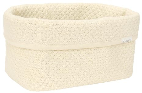 Little Dutch Wickeltischkörbchen Körbchen Korb Utensilo Organizer für den Wickeltisch Baby Strick groß Soft White weiß - Pure