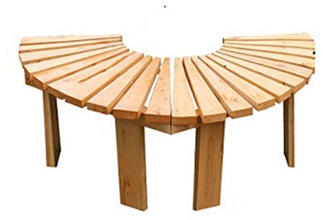 Garten-Halbkreis-Baumbank aus Massivholz, Parkbank für den Außenbereich mit Korrosionsschutzbeschichtung, gebogener Blumenhocker für Terrasse, Balkon und Gartenbereich, langlebige Gartenmöbel zum En