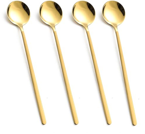 4-Piece Dessert Spoons Set,Stainless Steel Dessert Spoons,Silverware Teaspoon for lce Cream,Tiramisu,Pudding,Yogurt