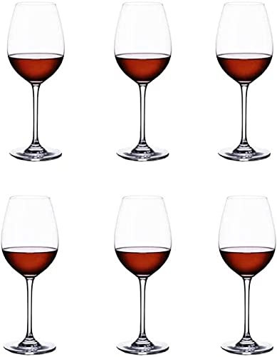 Mxxephemer Juego de 6 Copas de Vino, Copas Transparentes, cristalería Duradera, Copas de Vino Tinto para Vino Blanco o Tinto en Cualquier ocasión (tamaño: 6) (Rojo, Blanco 6)