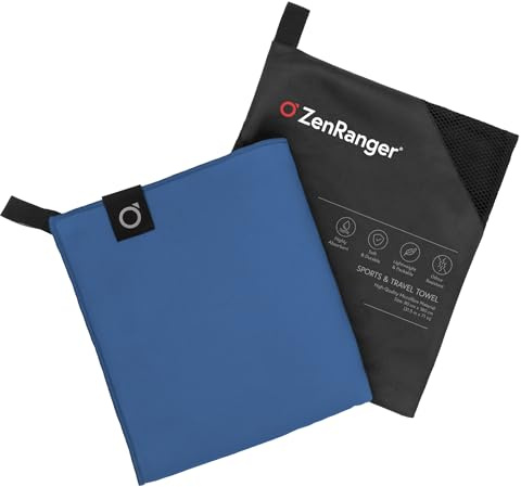 ZenRanger Microfibre Travel & Sports Towel (180 cm x 80 cm) – Highly Absorbent, Soft & Durable, Lightweight & Packable, Odour Resistant – for Camping, Hiking, Beach, Yoga, Swimming (Sapphire Blue)