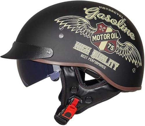 GKCEGHKS Mezzo Elmetto Moto retrò Mezzo Casco Scooter Crociera Bicicletta retrò Casco Scodella Casco Scooter ECE Omologato Mezzo Casco da Motociclista Vintage Caschi Cromwell Caschi