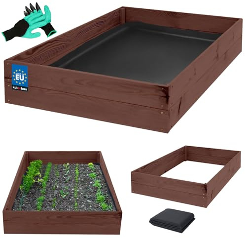 KOTARBAU® Maceta de Plantación de Madera para Flores 120 x 100 x 18 cm Plantas Impregnadas Marrón, Castaño, 140 x 80 x 18 cm