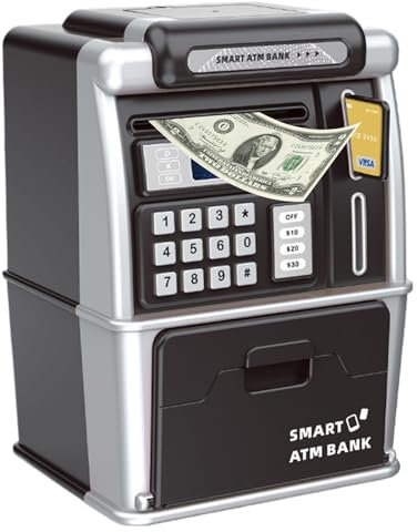 Máquina De Efectivo De ATM, Banco De Conteo De Monedas, Caja Registradora Interactiva, Acceso Seguro De Contraseña, Funciones Bancarias Realistas, 4.72x5.51x7.76 Pulgadas, Aprender Y DIV