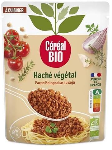 CEREAL BIO Haché Végétal Bolognaise 250g au soja, savoureux et 100% biologique pour vos plats- Lot De 3