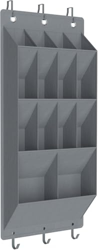 GENHH 14 Gitter Schuh-Organizer Über der Tür, Hängeaufbewahrung mit 6-Haken, Schuhorganizer Hängend mit großen Tiefen Taschen, Schuhaufbewahrung Hängend für Schuhe, Wohnaccessoires Usw, Grau