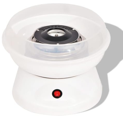 Máquina de algodón de azúcar 480 W blanca - Máquina profesional para dulces - PP, aluminio y acero inoxidable - Ideal para fiestas y eventos