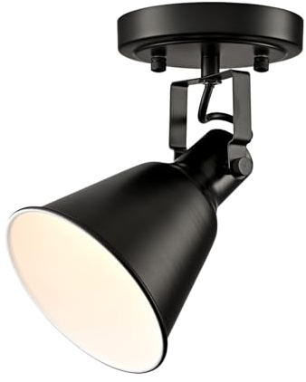 DIRYZON EUL 1-Light Adjustable Industrial Ceiling Spot Light with Adjustable Head, Matte Black Semi Flush Mount Fixture for Indoor Bedroom, Hallway, Kitchen Lighting