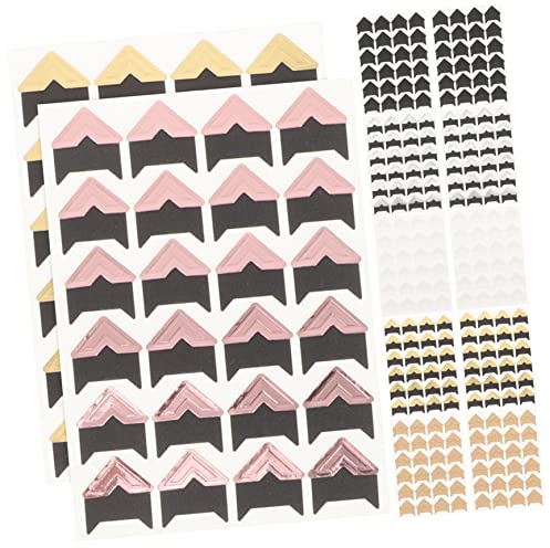 Homoyoyo 12 Blatt Vintage Mehrfarbige Selbstklebende Fotoecken für Scrapbooking Fotoalbum Säurefrei Schützende Eckenaufkleber Gold Silber Kraftpapier Roségold