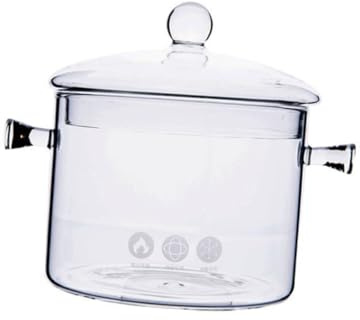 Healifty Marmite En Verre Transparente 1,5 l Résistante à La Chaleur Avec Couvercle à Billes Pot Santé Pour Nouilles Instantanées Et Soupe Compatible Cuisinière à Gaz