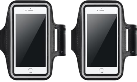 SGERUFZ Fascia da Braccio Sportiva 2 Pezzi, Cinturino Regolabile Compatibile con Smartphone fino a 6,5 Pollici, Ideale per Jogging, Fitness, Ciclismo e Escursionismo