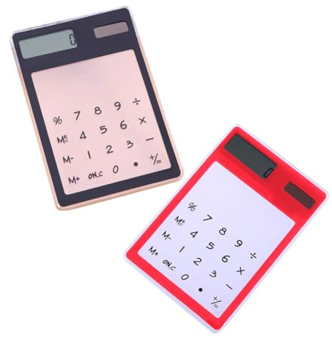 HONMEET Calculatrice Portable Tactile Ultra Fine en Plastique, Affichage 8 Bits, Légère et Facile à Utiliser, pour L'école Maison, Lot de 2 Pièces