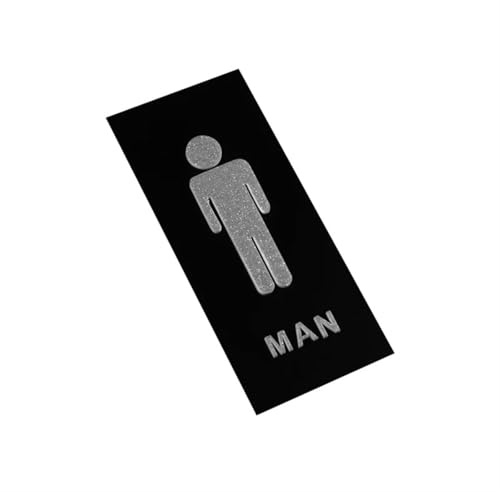 Toilettenschild Herren/Damen, Schwarzes Toilettenschild for Männer und Frauen, Tür-WC-Wandaufkleber, montiert, Waschraum, 20 x 9 cm(Man)
