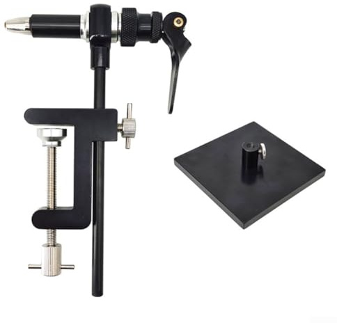 Étau de fixation de mouches, outil de fixation de leurres de pêche à la mouche et de leurres avec base réglable, portable pour les amateurs de pêche à la mouche (D)