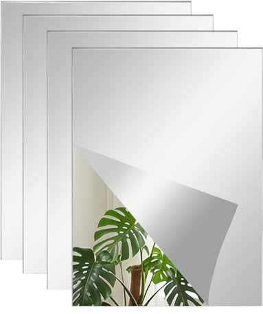 4 stycken spegelplattor självhäftande, 20 cm × 30 cm flexibla spegelplattor