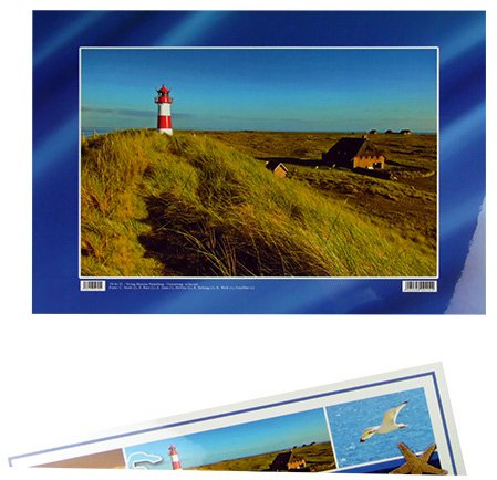 osters muschel-sammler-shop 4er Tischset Sylt - Unterleger - Platzset - Garten - Küche abwaschbar/Wischbar - Nordsee/Ostsee/Strand/Meer/Postkartenansichten