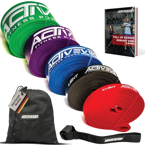 Fitnessbänder Widerstandsbänder einzeln oder im preiswerten Set mit Tasche, Türanker (bei Sets) und Trainings-eBook – DAS Klimmzugband Fitnessband Trainingsband für Calisthenics und Home Gym Equipment
