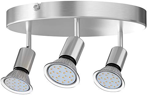Monzana LED Deckenstrahler Spot Lampe 3 Flammig Rund | Deckenlampe, 360° Drehbar und 90° Schwenkbar, GU10, Spotleuchte, Inkl. Leuchtmittel & Montagematerial, 9W, Leuchte, Warmweiß