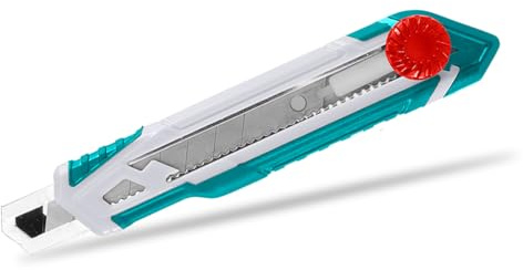 TOTAL - Cutter - Per lame da 18 x 100 mm - Impugnatura antiscivolo - Pulsante di bloccaggio - Materiale: plastica - Include 1 lama - Lunghezza: 173 mm