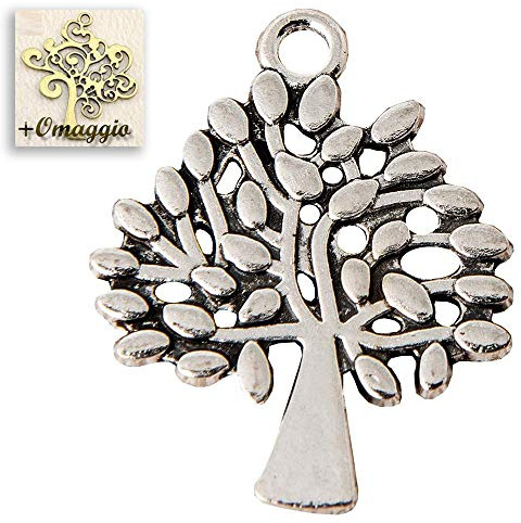 DlmBomboniere 12 Pezzi Ciondolo Albero della Vita Decorazione Bomboniera Pendente in Metallo Argento