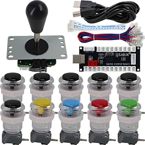 SJ@JX Arcade Game Controller DIY Kit Microswitch Button 4&8 Way Joystick Zero Delay USB Encoder Fighting Stick Handles Console for PC MAME Raspberry Pi Retropie