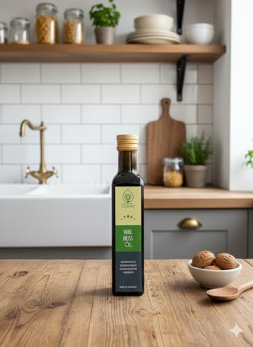 Odenwälder Lebensmittel Premium Walnuss-Öl, 100% Genuss mit feinem Aroma, Ideal zum Braten, Marinieren & Verfeinern – Made in Germany (250 ml)