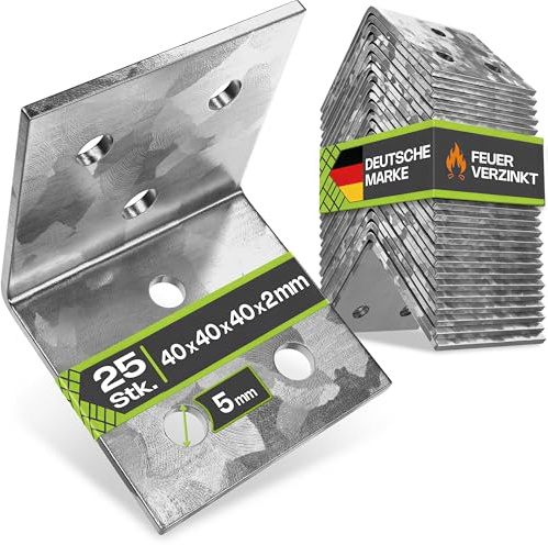 INNONEXXT® Conector angular | 40 x 40 x 40 x 2 mm 25 piezas | ángulo, soporte angular, escuadra madera, ángulos metálicos, escuadras metalicas grandes, ángulo de acero, escuadras madera