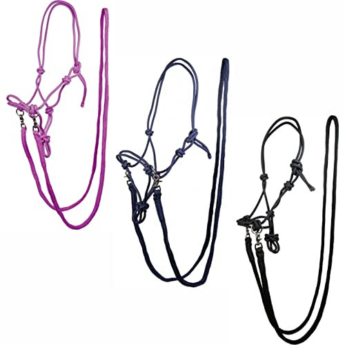 HKM Knotenhalfter mit Zügel Pferdehalfter Pink Warmblut