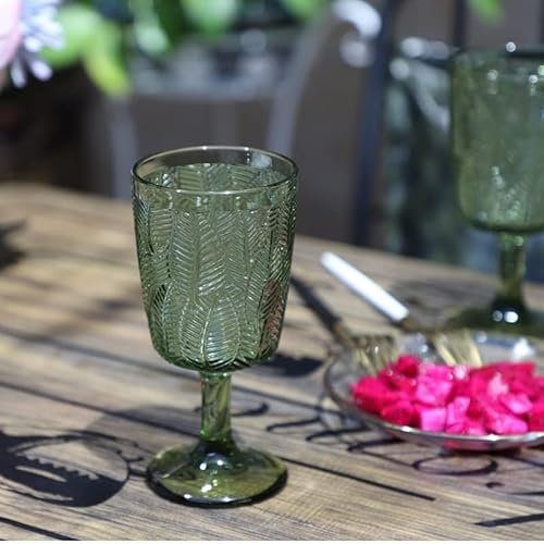 2pcs Colored Glass French Goblet Wedding Decoration Cup 350ML Juice Cup Embossed Wine Glass Champagne Assorted Goblets Mug Gifts (Capacity : 350ml)
