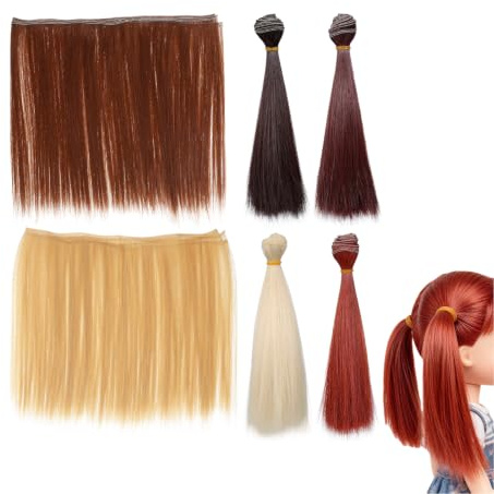 jojofuny 6St PuppenperüCken Gerade HaarperüCke FüR DIY Dulling Wigs HitzebestäNdiges Kunsthaar Zum Basteln FüR Puppenkopf Puppen Frisierkopf Doll Bjd Doll 20cm