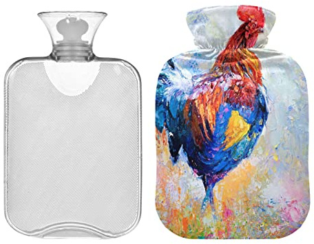 Mnsruu Lustige Wärmflasche mit Hahn, 2 l Wärmflasche, tolles Geschenk für Frauen, Kinder, Weihnachten