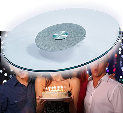 XFAK Transparent Glas Drehtablett Lazy Susan Drehbar Servierteller Schwerlast Drehteller Rund Drehbarer Gehärtetes Glas Esstisch Servierplatte ∅80cm (Size : 100cm(38inch))