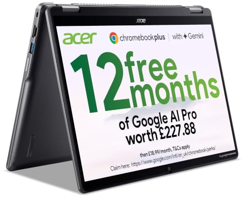 Acer Chromebook Plus Spin 514 CP514-4HN Convertible Laptop - Intel Core i3-1315U, 8GB, 128GB UFS, Integrated Graphics, 14 WUXGA Touchscreen Display, Google Chrome OS, Iron