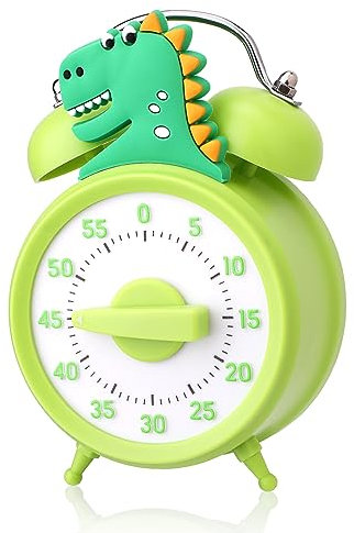 Vspek Temporizador Visual de Cuenta Regresiva de 60 Minutos - Herramienta de Gestión del Tiempo para Cocina, Niños y Adultos - Dinosaurio Verde