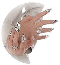 Anillos de uñas de plata para mujer, anillos de plata para uñas, joyería para la punta de los dedos, anillos simples para uñas, regalos de moda (juego de 10 piezas)