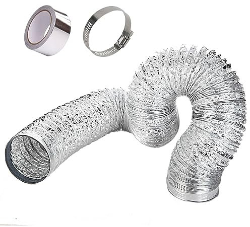 Aluflexrohr Aluminium Flexschlauch Lüftungsschlauch Verstärkter Lüftungskanal Für Klimaanlagen Wachstumszelt Trockner Home Vent-Register Mit 2 Schlauchschelle Ø 80/100/110/120/150/160/170/180/200mm (