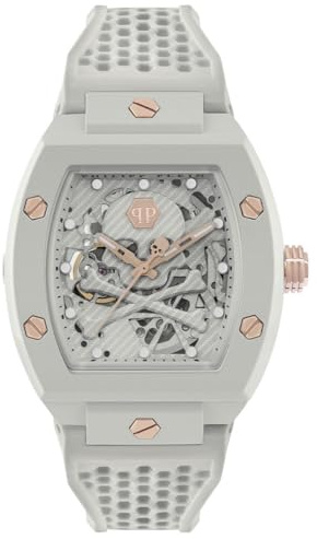 Philipp Plein The Skeleton Herren-Armbanduhr ECOCERAMIC Analog Automatik Silikon