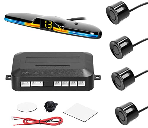 Sunydog Reverse Parking Backup Radar System for Cars, Car Parking Sensor Rear Reversing Radars System with 4 Parking Sensors Distance Detection LED Light Distance Display and Sound Warning Buzzer