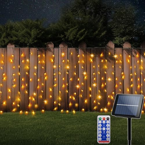 Solar Vorhang Lichter 10M x 1M 500 LED Lichtervorhang mit Fernbedienung 8 Modi