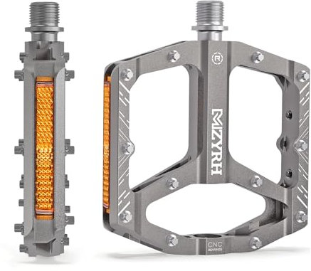 MZYRH Mountainbike-Pedale, MTB-Pedale mit Reflektoren, 3 abgedichtete Lager, rutschfeste CNC-Aluminium-Fahrrad-Plattformen, 9/16 Zoll für Rennrad, MTB