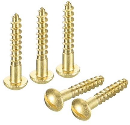 sourcing map Lot de 20 vis à bois auto-taraudeuses à tête ronde fendue M5 x 30 mm en laiton