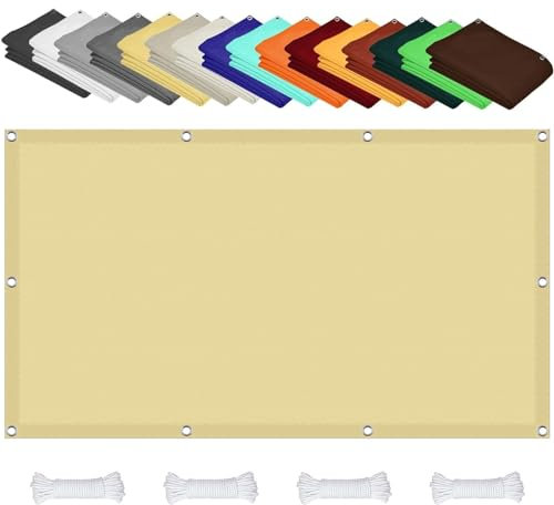 Sonnenschutz Sunsegel 1.9 x 1.9 m Sonnenschutz Windschutz Schattiernetz Schattierungsnetz 98% Uv-Schut Wetterschutz mit Seil für Garten Terrasse Balkon Schwimmbad, Sandgelb